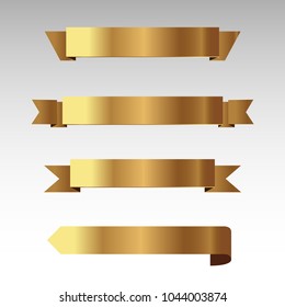 Set of golden ribbons vector.