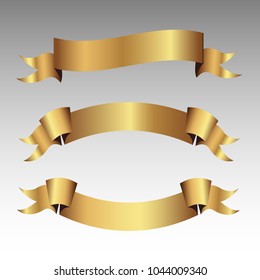 Set of golden ribbons vector.