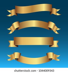 Set of golden ribbons vector.