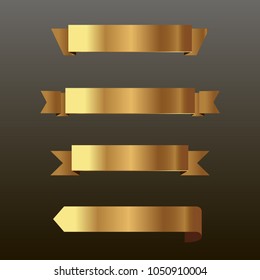 Set of golden ribbons vector.