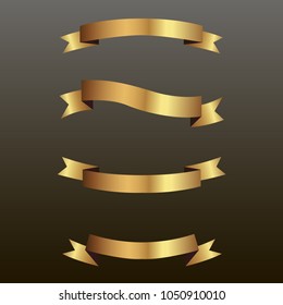 Set of golden ribbons vector.