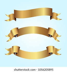 Set of golden ribbons vector.