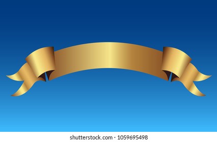 Set of golden ribbons vector.