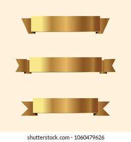Set of golden ribbons vector.