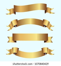 Set of golden ribbons vector.