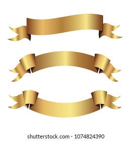 Set of golden ribbons vector.