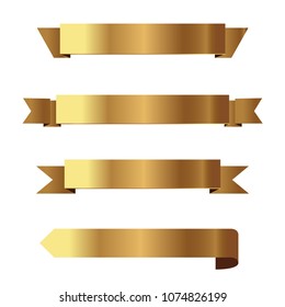 Set of golden ribbons vector.