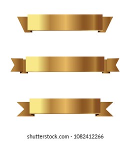 Set of golden ribbons vector.