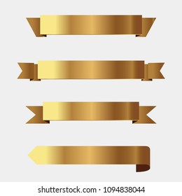 Set of golden ribbons vector.