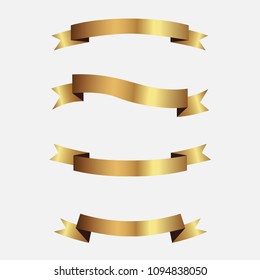 Set of golden ribbons vector.