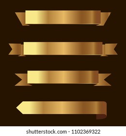 Set of golden ribbons vector.