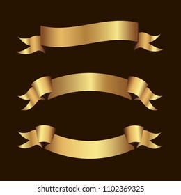 Set of golden ribbons vector.