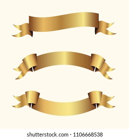 Set of golden ribbons vector.