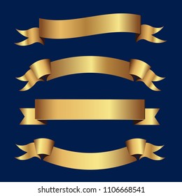 Set of golden ribbons vector.