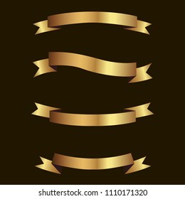 Set of golden ribbons vector.