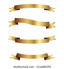 Set of golden ribbons vector.