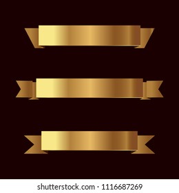 Set of golden ribbons vector.