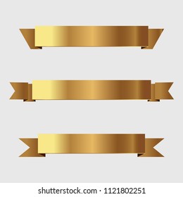 Set of golden ribbons vector.