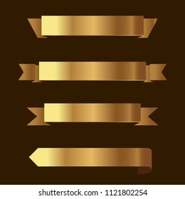 Set of golden ribbons vector.