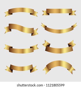 Set of golden ribbons vector.