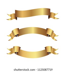 Set of golden ribbons vector.