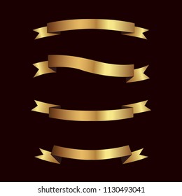 Set of golden ribbons vector.