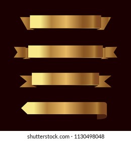 Set of golden ribbons vector.