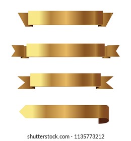Set of golden ribbons vector.
