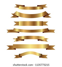 Set of golden ribbons vector.