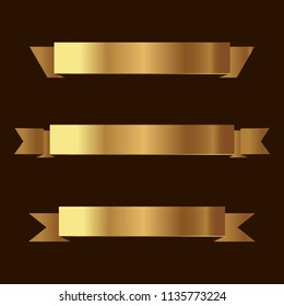 Set of golden ribbons vector.