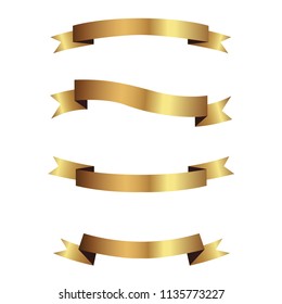 Set of golden ribbons vector.