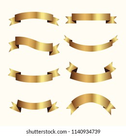 Set of golden ribbons vector.