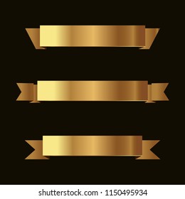 Set of golden ribbons vector.