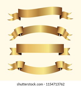 Set of golden ribbons vector.