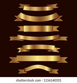 Set of golden ribbons vector.
