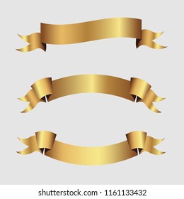 Set of golden ribbons vector.