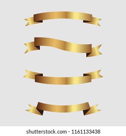 Set of golden ribbons vector.