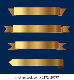 Set of golden ribbons vector.