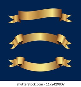 Set of golden ribbons vector.