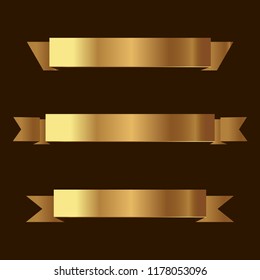 Set of golden ribbons vector.