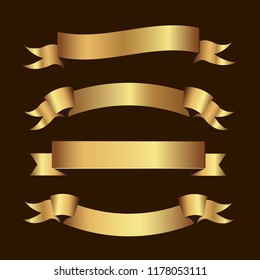 Set of golden ribbons vector.
