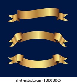 Set of golden ribbons vector.