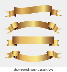 Set of golden ribbons vector.