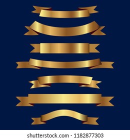 Set of golden ribbons vector.