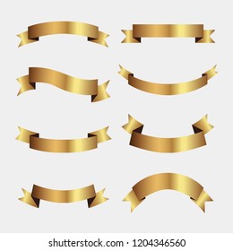 Set of golden ribbons vector.