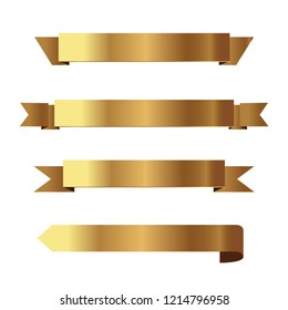 Set of golden ribbons vector.