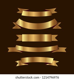 Set of golden ribbons vector.