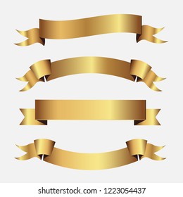 Set of golden ribbons vector.