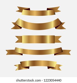 Set of golden ribbons vector.