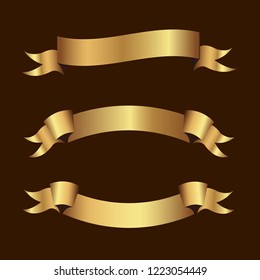 Set of golden ribbons vector.